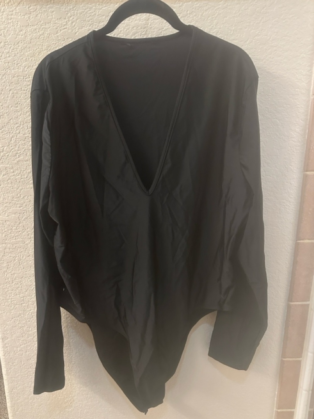 Black V-Neck Long Sleeve Bodysuit